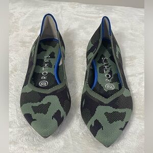 Rothy’s The Loafer Green Olive Camo Slip On Flats Pointed Toe Size 7 Retired EUC